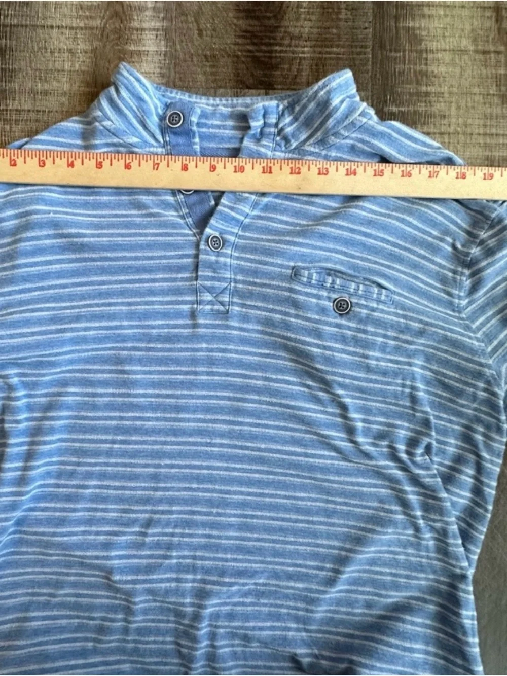 Johnnie-O Blue Striped Henley Button Long Sleeve